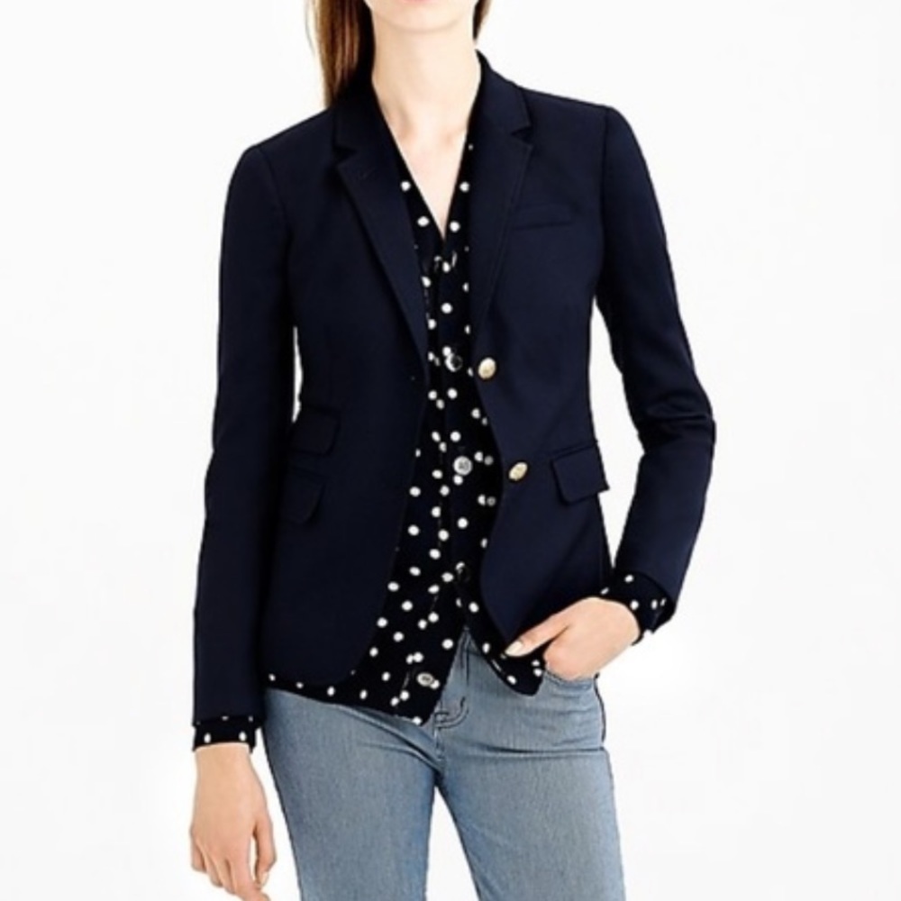 𝅺J. CREW 1035 Navy Blue Blazer Gold Buttons 0